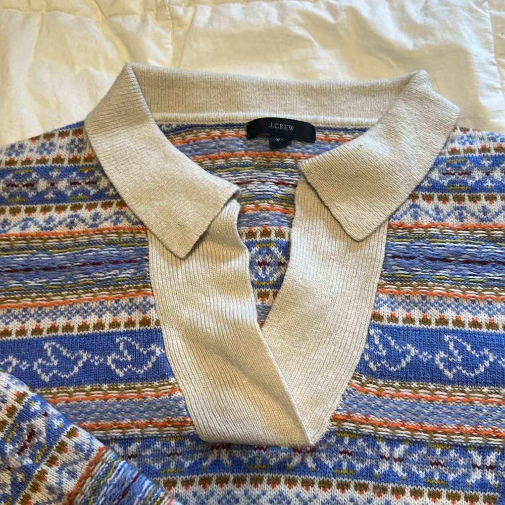 Blue Striped Collared Sweater - Picture 2 of 3